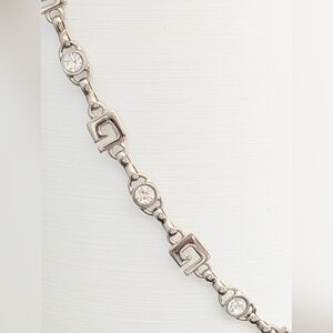 Women's Adjustable Silver Colored Chain Link Belt With Rhinestones